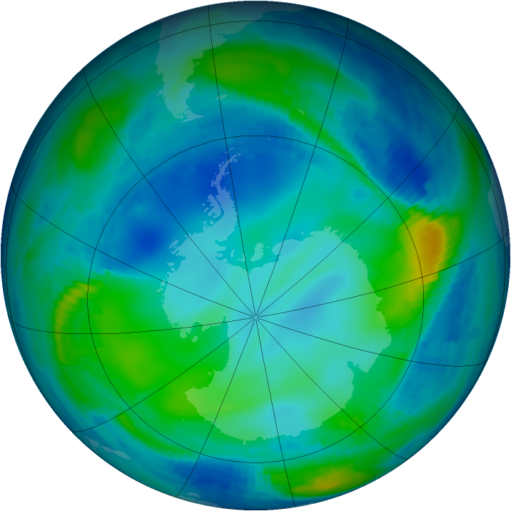 Antarctic ozone map for 24 May 1997